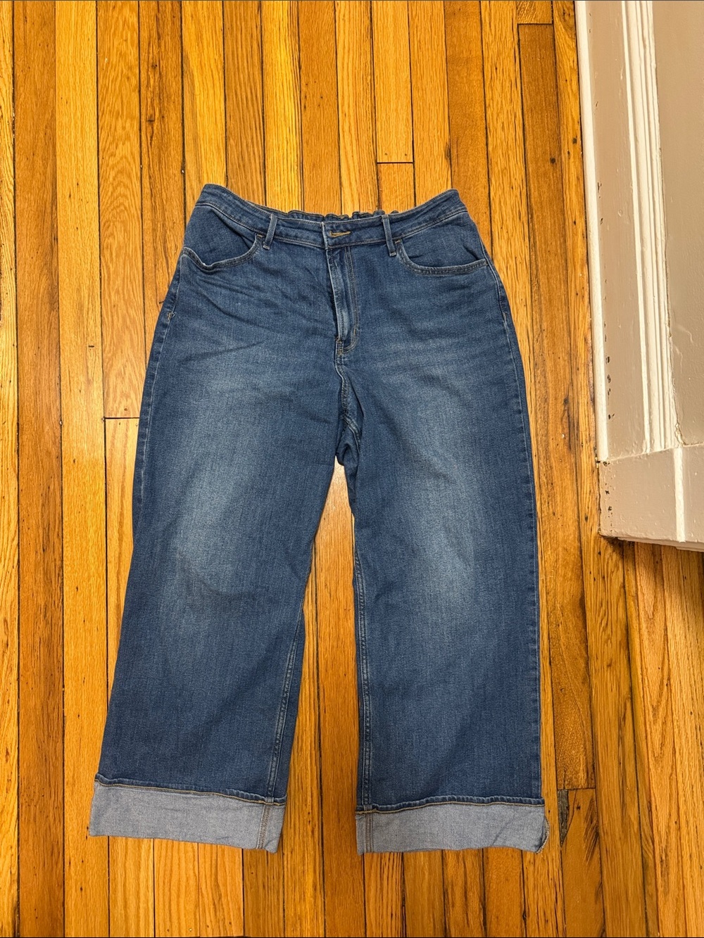 Wide Leg Women's Jeans in Dark Blue